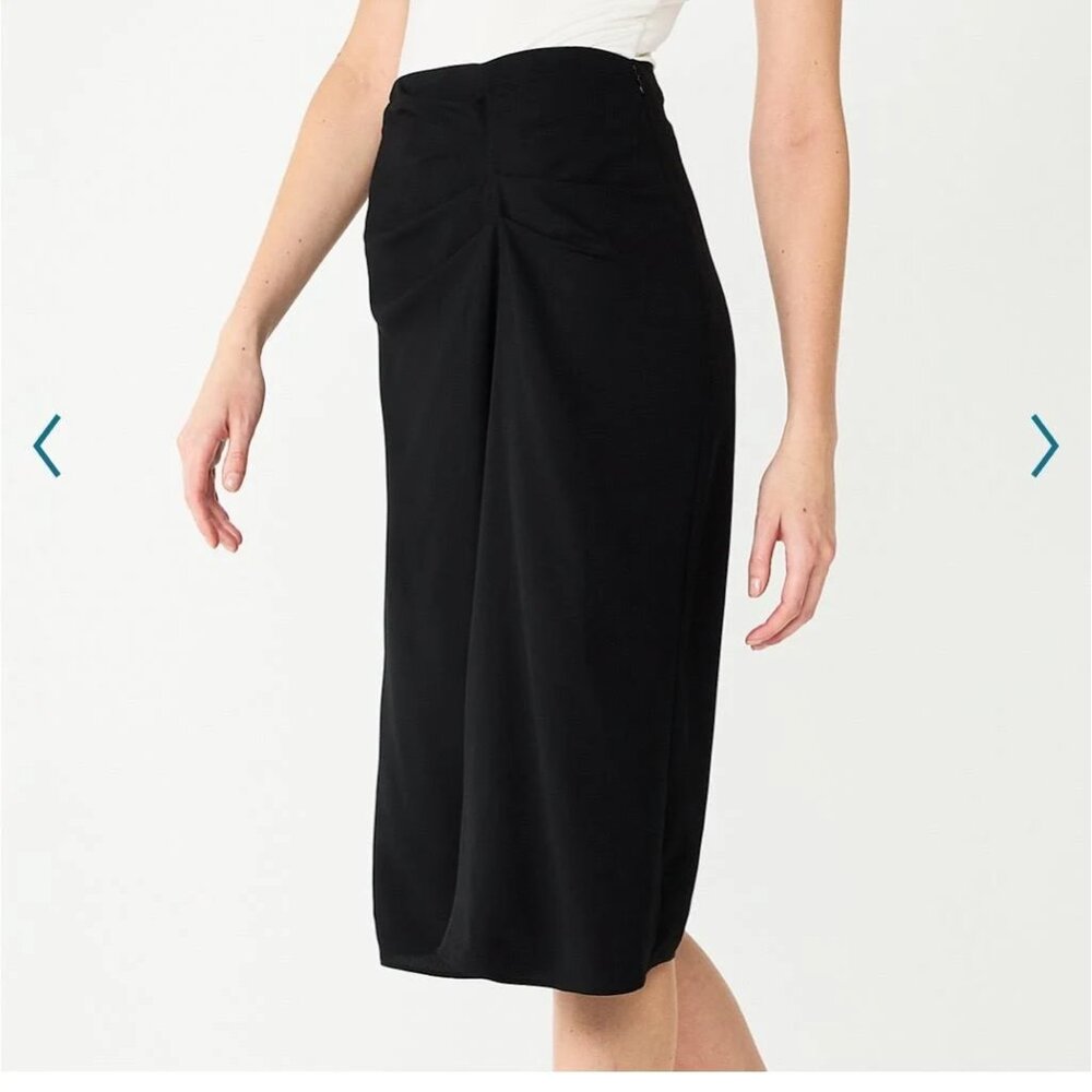 Nine West Ruched Midi Skirt Black Women’s M